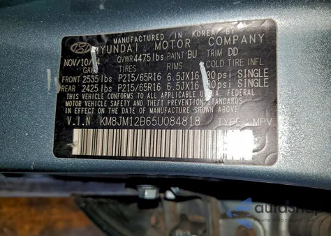 2005 Hyundai Tucson Gl from USA, damaged, VIN KM8JM12B65U084818